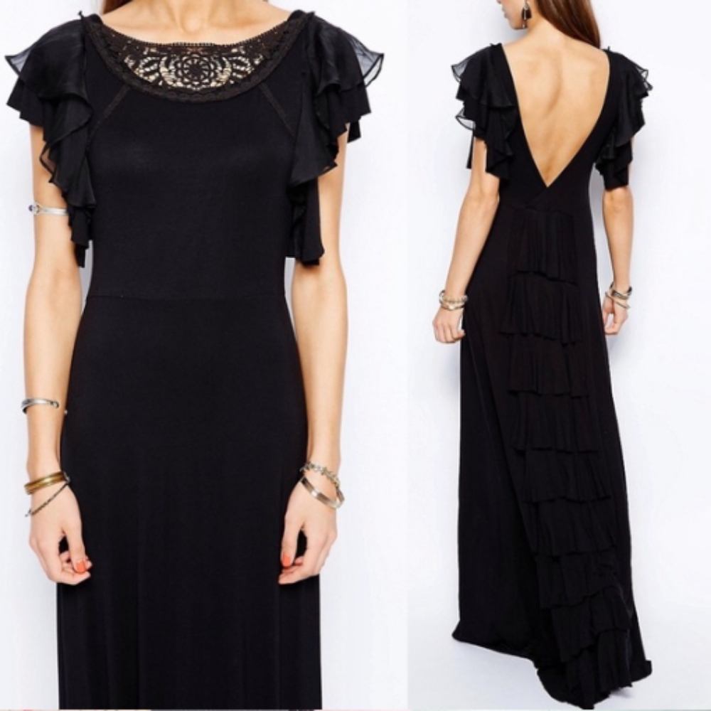 Free people long black dress S
